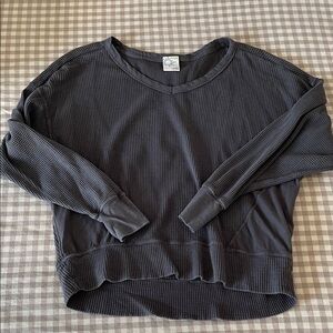 Aerie Charcoal Waffle Knit Top